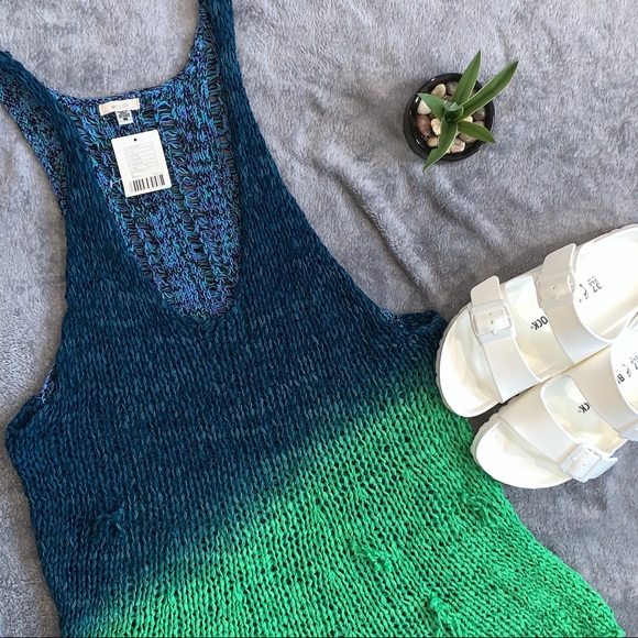 Ecote Addison Tape Yarn Sweater Tank Top Teal - Picture 6 of 16